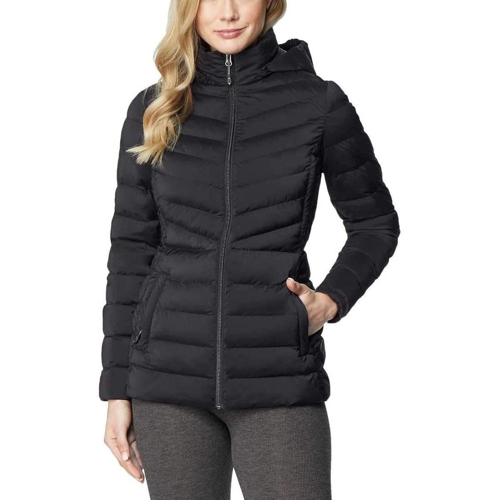32 Degrees Heat Women's M Black Puffer Jacket Polyester Spandex